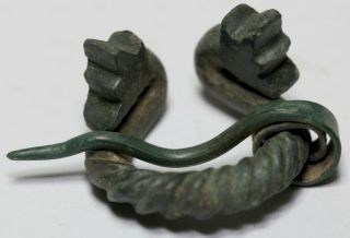 Ancient Viking Bronze Fibula Brooch Dragon Heads