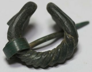 ANCIENT VIKING bronze FIBULA BROOCH DRAGON HEADS 5