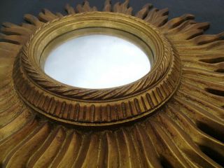 Vintage Mid Century Stylish Modern Gold French Sunburst Starburst Convex Mirror 5