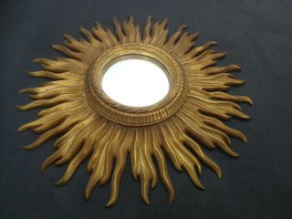 Vintage Mid Century Stylish Modern Gold French Sunburst Starburst Convex Mirror 6