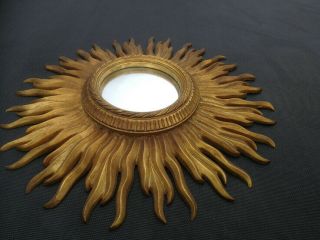 Vintage Mid Century Stylish Modern Gold French Sunburst Starburst Convex Mirror 7