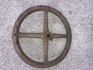Vintage Cast Iron Hand Crank Wheel Wood Handle Industrial Machine Age Repurpose 6