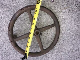 Vintage Cast Iron Hand Crank Wheel Wood Handle Industrial Machine Age Repurpose 7