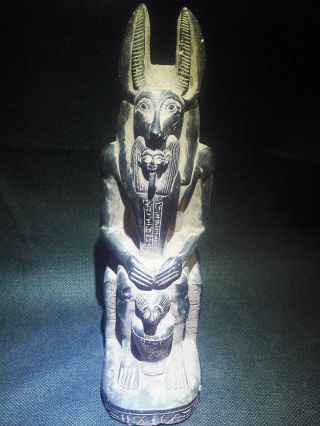 EGYPTIAN ANTIQUES ANTIQUITIES God Anubis Jackal Head Dog Statue 2685 - 2181 BC 3