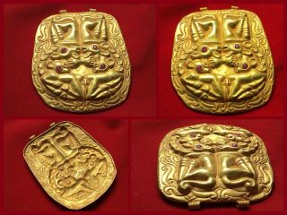 Rare Ancient Greco Scythian Gold Pendant With 4 X Wealderbeast C 350 /400 Ad.