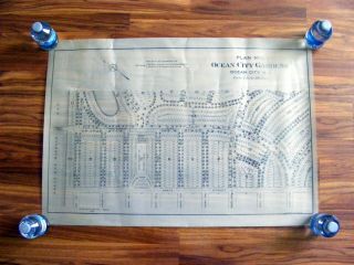 Rare 1908 Surveyor Map Of Ocean City Gardens Jersey Nj Plan No.  1