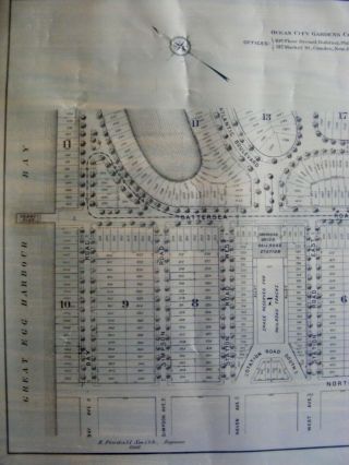 RARE 1908 Surveyor Map of Ocean City Gardens Jersey NJ PLAN NO.  1 3