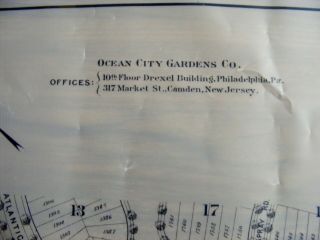 RARE 1908 Surveyor Map of Ocean City Gardens Jersey NJ PLAN NO.  1 7