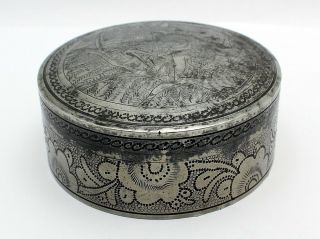 Fine Antique Chinese Pewter Tea Caddy Marked 10