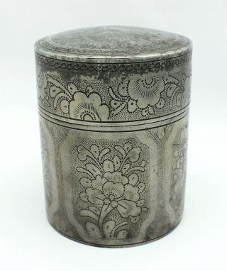 Fine Antique Chinese Pewter Tea Caddy Marked