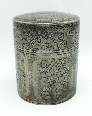 Fine Antique Chinese Pewter Tea Caddy Marked 3