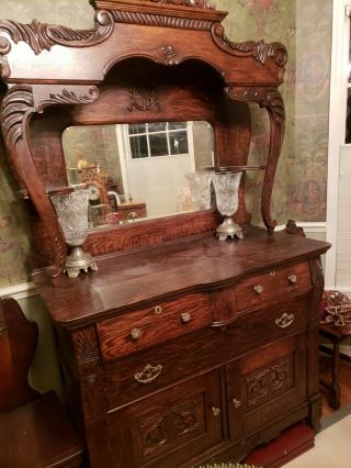 antique tiger oak sideboard/buffet 2