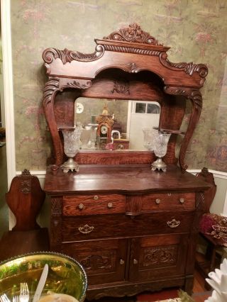 antique tiger oak sideboard/buffet 3