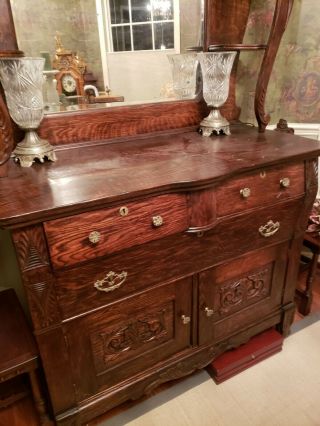 antique tiger oak sideboard/buffet 4