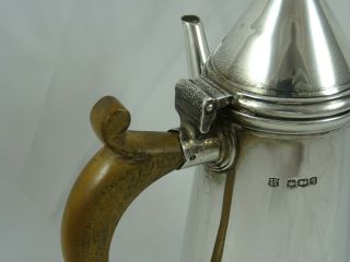 SMART solid silver SIDE HANDLED COFFEE POT,  1922,  391gm 4
