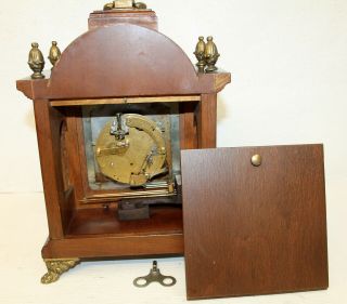 Old Table Clock Dutch Vintage Clock Walnut Chimes clock 11
