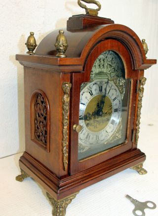 Old Table Clock Dutch Vintage Clock Walnut Chimes clock 2