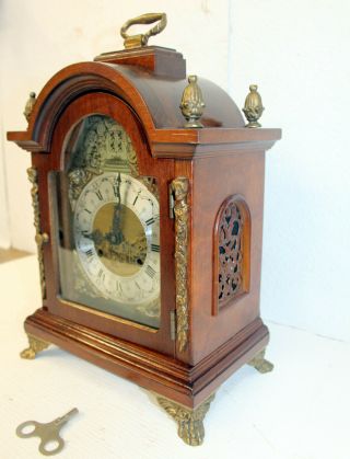 Old Table Clock Dutch Vintage Clock Walnut Chimes clock 3