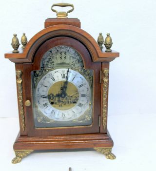 Old Table Clock Dutch Vintage Clock Walnut Chimes clock 4