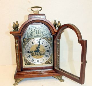 Old Table Clock Dutch Vintage Clock Walnut Chimes clock 5