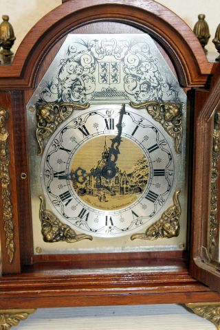 Old Table Clock Dutch Vintage Clock Walnut Chimes clock 6