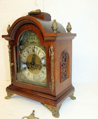 Old Table Clock Dutch Vintage Clock Walnut Chimes clock 7