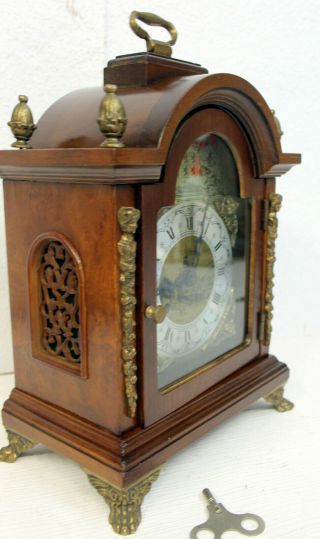 Old Table Clock Dutch Vintage Clock Walnut Chimes clock 8