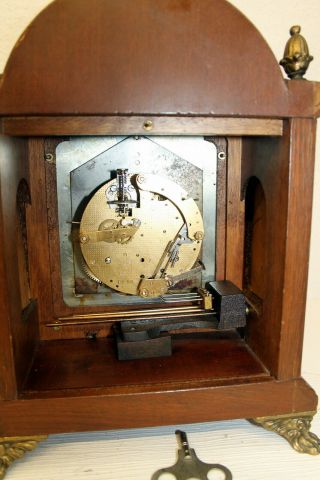 Old Table Clock Dutch Vintage Clock Walnut Chimes clock 9