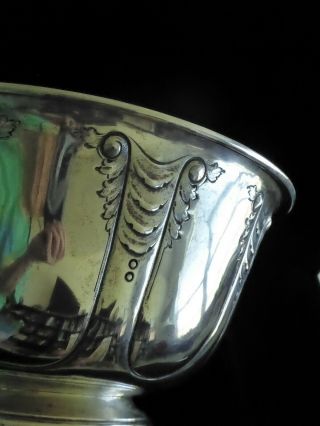 Antique Art Nouveau Large sterling silver hand wrought Punch Bowl Centerpiece 10