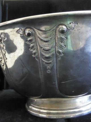 Antique Art Nouveau Large sterling silver hand wrought Punch Bowl Centerpiece 2