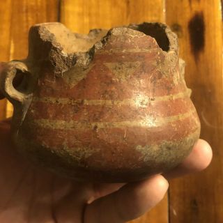 Authentic Pre Columbian Central American Pottery Bowl Red Paint Artifact 1200 AD 10