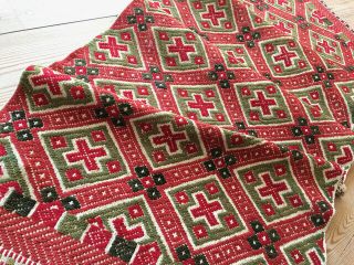 Antique Swedish - Krabbasnår - Allmoge Weaving Tapestry / Table Runner - 19th C
