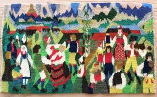 OLD SWEDISH FLAMSK TAPESTRY - Midsummer Dance - RARE FLEMISH WEAVING 3