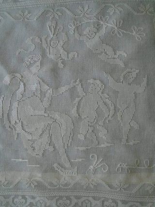 Antique Victorian White Intricate Filet Lace Pillowcases W.  Hand Done Cherubs 2