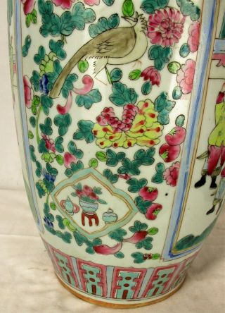 Large Antique Chinese Famille Rose Porcelain Vase Flowers 22.  6 