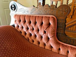 Antique Eastlake Victorian Fainting Couch Chaise Lounge Recamier - Circa 1880 ' s 2