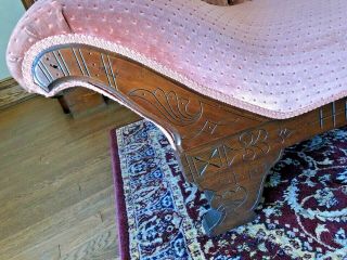 Antique Eastlake Victorian Fainting Couch Chaise Lounge Recamier - Circa 1880 ' s 5