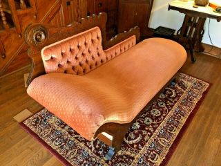 Antique Eastlake Victorian Fainting Couch Chaise Lounge Recamier - Circa 1880 ' s 8