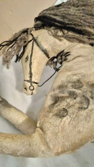Antique Rare 19th Century Oil Painted Cloth Horse Doll 4