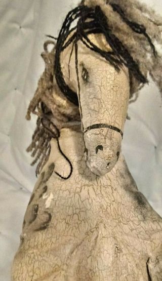 Antique Rare 19th Century Oil Painted Cloth Horse Doll 5