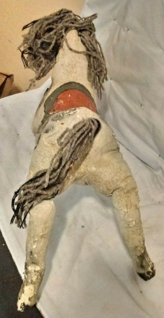 Antique Rare 19th Century Oil Painted Cloth Horse Doll 6