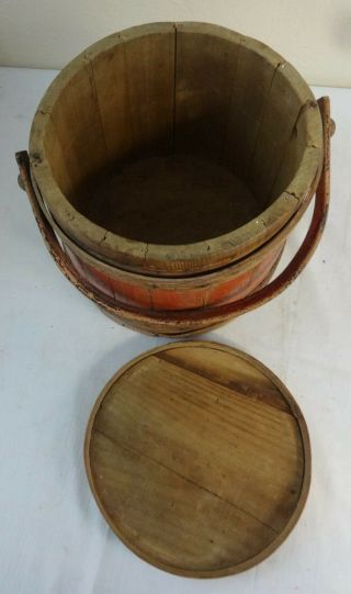 Large Antique Primitive Wooden Furkin in Paint Late 19th Century 6