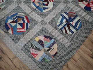 Antique Early 1900s Paper Pieced Spider Web QUILT TOP 67 