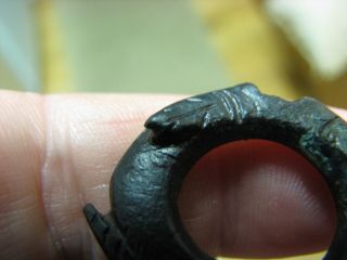 CELTIC CHARIOT TERRET RING WITH FOUR SERPENTS HEADS ON IT.  VERY RARE 3