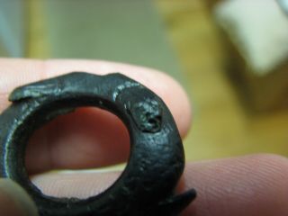 CELTIC CHARIOT TERRET RING WITH FOUR SERPENTS HEADS ON IT.  VERY RARE 4