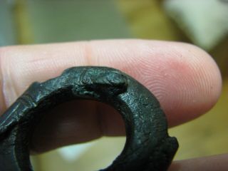 CELTIC CHARIOT TERRET RING WITH FOUR SERPENTS HEADS ON IT.  VERY RARE 6