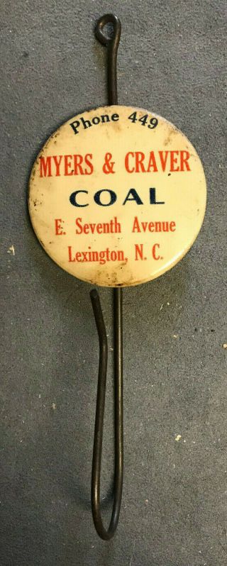 Myers & Craver Coal,  Lexington,  Nc,  Phone 449 - Wall Hook