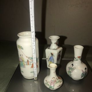 4 Miniature Chinese Antique Porcelain Vase Late 19th Century’s 8