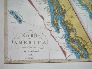 1823 UNUSUAL MAP TEXAS CALIFORNIA in MEXICO UNITED STATES CANADA 2