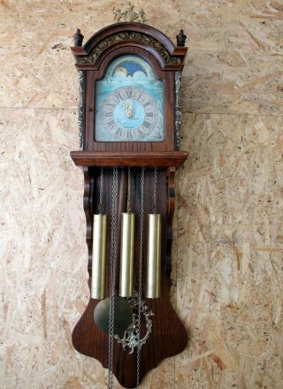 Old Big Dutch Wall Clock Frisian Westminster Zaandam Warmink with Moonphase117cm 11